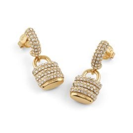Guess JUBE05407JWYGT/U Damen-Ohrringe Ohrhänger Pave Padlock Goldfarben
