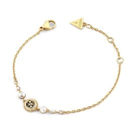 Guess JUBB05516JWYGS Damen-Armband Multi Pearls 4G Goldfarben S