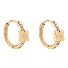 Guess JUBE05508JWYGT/U Damen-Ohrringe Creolen 4G & Leaf Huggies Goldfarben