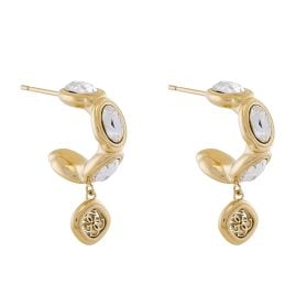Guess JUBE05571JWYGT/U Women's Hoop Earrings Multi Crystals Gold Tone