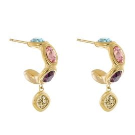 Guess JUBE05571JWYGMCT/U Damen-Creolen Multi Crystals Ohrringe Goldfarben