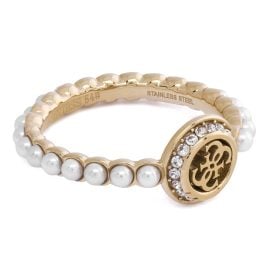 Guess JUBR05522JWYG Women's Ring 4G Tiny Pearly Gold Tone