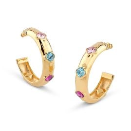 Guess JUBE05314JWYGMCT/U Damen-Creolen Multi Crystals Ohrringe Goldfarben