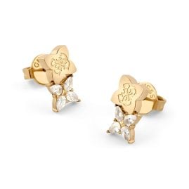 Guess JUBE05511JWYGT/U Damen-Ohrringe Ohrstecker Double Leaf Goldfarben