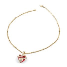 Guess JUBN05474JWYGT/U Damen-Halskette Herz Schlange Goldfarben
