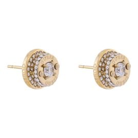 Guess JUBE05557JWYGT/U Damen-Ohrringe Ohrstecker Coin Pave Goldfarben