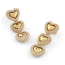 Guess JUBE06011JWYGT/U Women's Drop Earrings Pave Hearts Gold Tone 36 mm