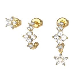 Guess JUBE06035JWYGT/U Women's Earrings Set of 3 Crystal Flowers