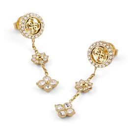 Guess JUBE06036JWYGT/U Damen-Ohrringe 4G Kristalle Ohrhänger Goldfarben