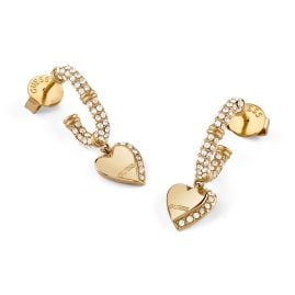 Guess JUBE06075JWYGT/U Damen-Ohrringe Herz Pavé Creolen Goldfarben