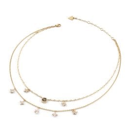 Guess JUBN06028JWYGT/U Damen-Kette zweireihig Flowers Goldfarben
