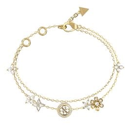 Guess JUBB06029JWYGS Damen-Armband Multi Flowers Weiß/Goldfarben