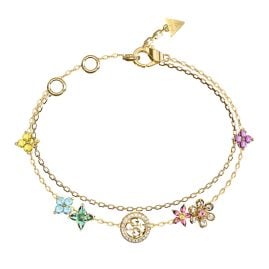 Guess JUBB06029JWYGMCS Damen-Armband Flowers Bunt/Goldfarben