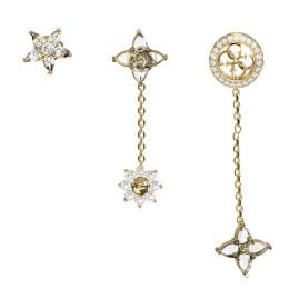 Guess JUBE06034JWYGT/U Women's Earrings Set of 3 4G Crystals Flowers