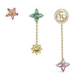 Guess JUBE06034JWYGMCT/U Damen-Ohrringe 3er-Set 4G Crystals Flowers Bunt