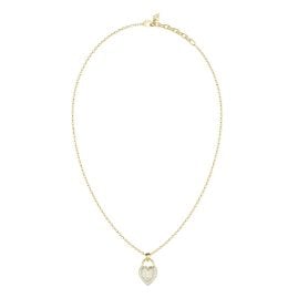 Guess JUBN06063JWYGT/U Damen-Kette Herz-Schloss Perlmutt Goldfarben