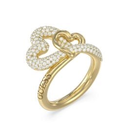 Guess JUBR06055JWYG Damenring Herz Pavé Goldfarben
