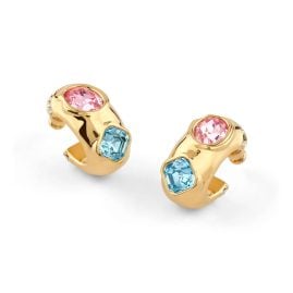 Guess JUBE05316JWYGMCT/U Women's Earrings Multi Crystals J Hoops Gold Tone