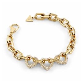 Guess JUBB06012JWYGL Damen-Armband Multi Pavé Hearts Weiß/Goldfarben