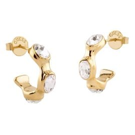 Guess JUBE06309JWYGT/U Women's Hoop Earrings Multi Oval Crystals Gold-Tone