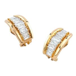 Guess JUBE06318JWYGT/U Women's Hoop Earrings Baguette Gold-Tone