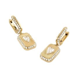 Guess JUBE06354JWYGT/U Women's Drop Earrings Love Tag Gold-Tone