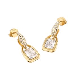 Guess JUBE06391JWYGT/U Women's Hoop Earrings Gemstone Pendants Gold-Tone