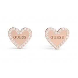 Guess JUBE01082JW-RG Stud Earrings for Women Heart Rose