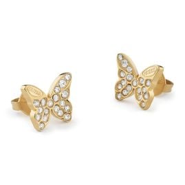 Guess JUBE04108JWYG Women's Stud Earrings Pave Butterfly Gold Tone