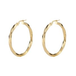Guess JUBE04185JWYG Women's Hoop Earrings Torchon Gold Tone