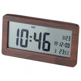 Dugena 4460963 Digital Alarm Clock Brown Imitation Wood