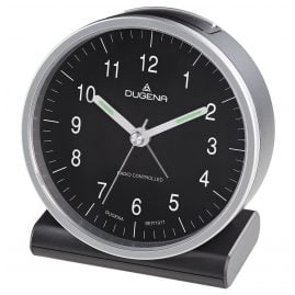 Dugena 4460944 Radio-Controlled Alarm Clock Silver / Black