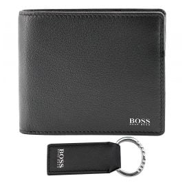Boss 50473431-001 Gift Set Men's Wallet and Key Ring Black