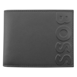 BOSS 50499078-001 Men's Wallet Black Leather Big BD Trifold