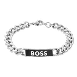 BOSS 50501914-040 Men's Bracelet Curb Chain Silver Tone