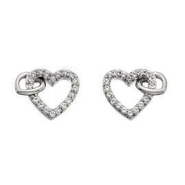 Hot Diamonds DE605 Damen-Ohrringe Herz Silber mit Diamanten Togetherness