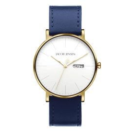 Jacob Jensen 166 Men's Watch Quartz Titanium Gold Tone/Blue