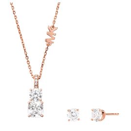 Michael Kors MKC1545AN791 Women's Gift Set Necklace and Earrings Rose Gold Tone