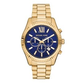 Michael Kors MK9153 Men's Watch Lexington Chronograph Gold Tone/Blue