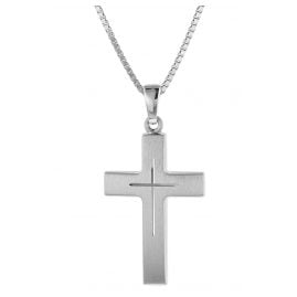 trendor 60712 Cross Pendant Necklace 925 Sterling Silver