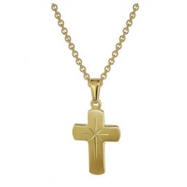 trendor 48610 Kids Cross Pendant Gold 333 with Gold-Plated Silver Necklace