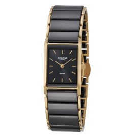 Regent F1584 Damenuhr Edelstahl Vergoldet/Keramik Schwarz