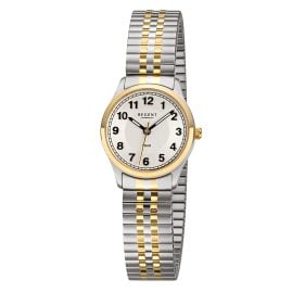 Regent BA-887 Damen-Armbanduhr mit Zugband Zweifarbig