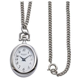 Regent P-779 Pendant Watch with Chain Silver Tone