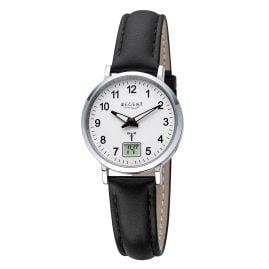 Regent FR-296 Damen-Funkuhr Gut Ablesbar Schwarz/Silberfarben