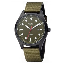 Regent BA-639 Herren-Armbanduhr Schwarz/Oliv Ø 42 mm