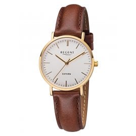 Regent F-1299 Ladies' Watch Gold Tone with Leather Strap Brown