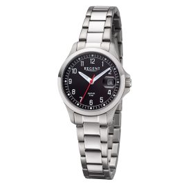 Regent 12221201 Damen-Armbanduhr mit Saphirglas Stahl/Schwarz 5 Bar