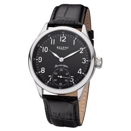 Regent 11020049 Men's Watch Hand-Winding with Leather Strap Black