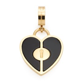 Leonardo 022207 Heart Pendant Liva Clip&Mix Stainless Steel Black/Gold